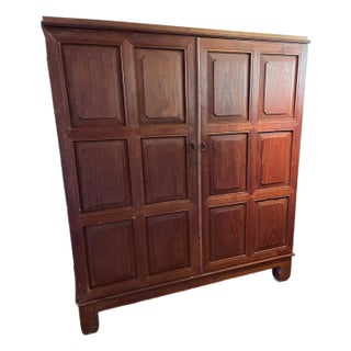 Antique Chinese Temple Cabinet in Solid Teak, Oversized Two-Door Knock-Down Armoires For Sale