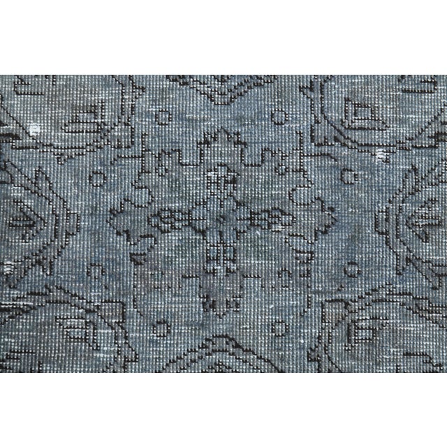 1970s Vintage Persian Handmade Wool Cotton Blue Area Rug For Sale - Image 10 of 11