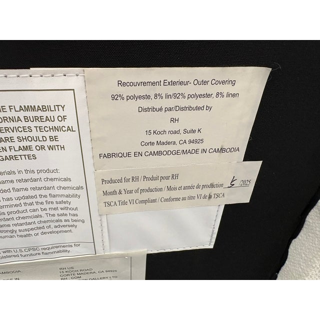 Rh Ellison High-Back Fabric Dining Side Chair Performance Linen Weave — Natural Recessed Caster Base For Sale - Image 11 of 13