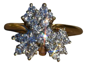 The Morwen: Ladies Diamond Cluster Cocktail Ring in 14K Gold