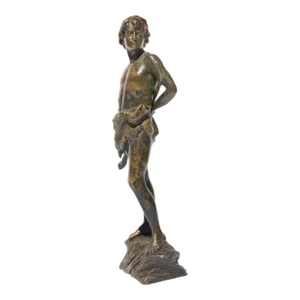 Young Goatherder Bronze Sculpture by Oscar Gladenbeck, Circa 1900 Circa 1900