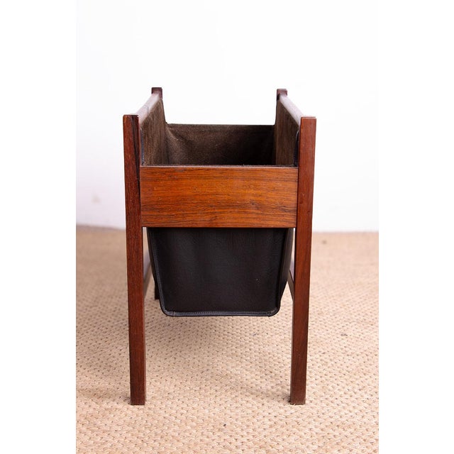 Black Danish Magazine Rack in Rosewood and Leather, 1960 For Sale - Image 8 of 13