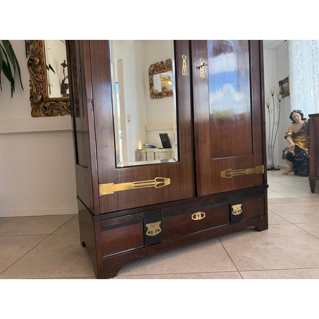 Art Nouveau Wardrobe with Mirror, 1920s For Sale - Image 14 of 15