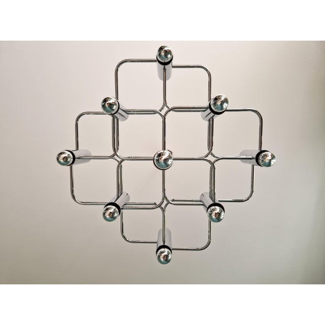 Metal Geometric Chrome Metal Chandelier by Gaetano Sciolari for Boulanger, 1970s For Sale - Image 7 of 15