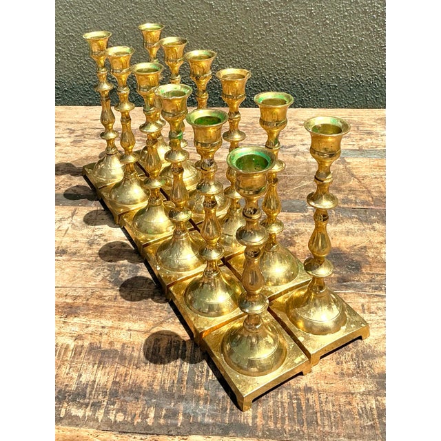 Vintage Brass Centerpiece Candles - Set of 12 For Sale - Image 9 of 12