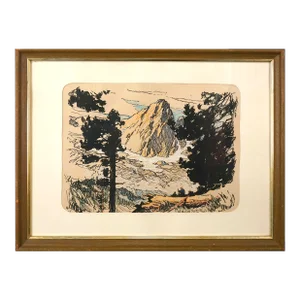 Early 20th Century Camping in Sierra Mountains Lithograph by Donald Masefield Easton