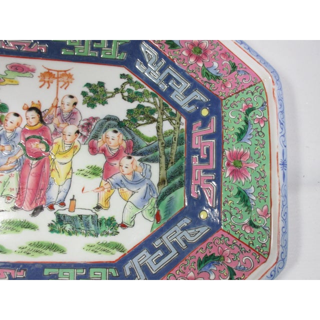 1940s Vintage Familie Rose Hand Enameled Platter For Sale - Image 5 of 10