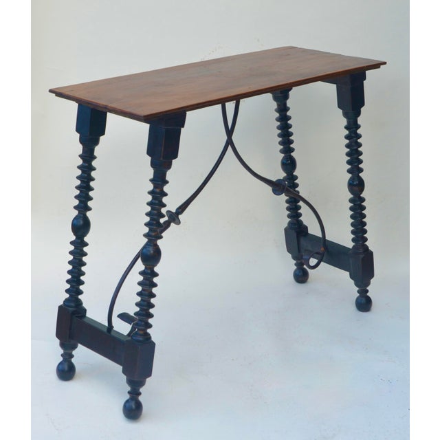 19th Century Spanish Walnut Iron Console Table For Sale - Image 9 of 10