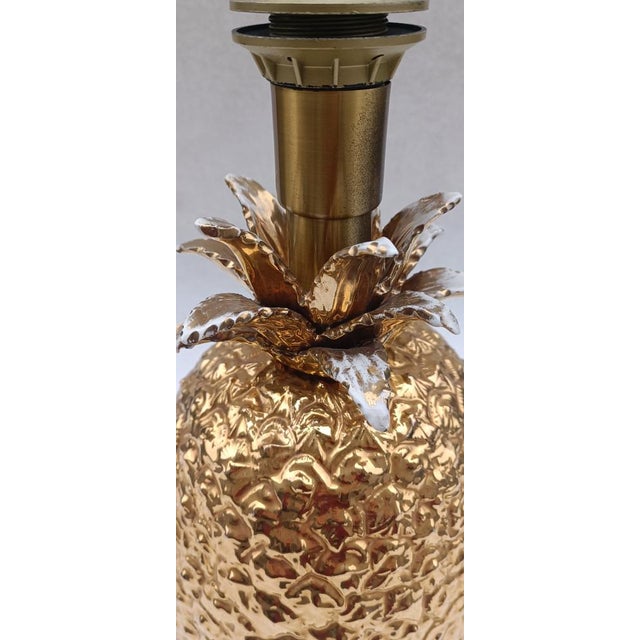 Golden Ceramic Pineapple Table Lamp, 1970s For Sale - Image 4 of 11