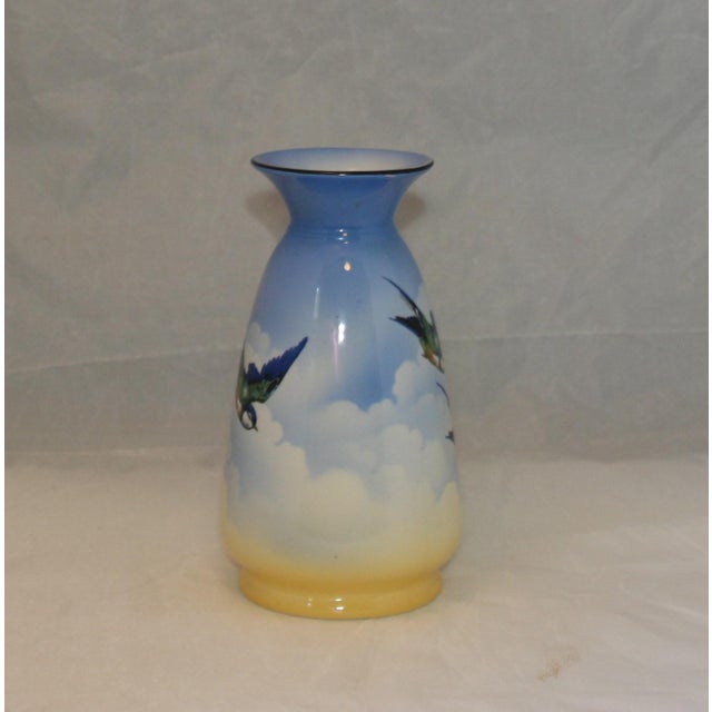 Vintage English Ceramic Hand Painted Falcon Ware Blue Bird Vase Chairish