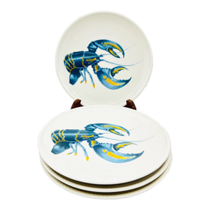 Vintage Fitz & Floyd Cape Coral Home Blue Lobster Salad Plates- Set of 4
