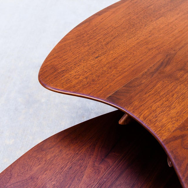 1960s Restored Space Age Biomorphic Two Tier Coffee Table in Solid Walnut, Attributed For Sale In Los Angeles - Image 6 of 12