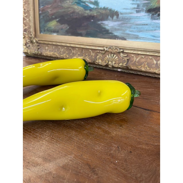 Pair of Vintage Italian Murano Art Glass Yellow Banana Peppers.. For Sale - Image 4 of 10