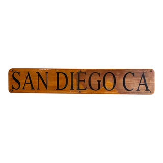 1950s Wooden Boat Name Plaque Teak Sign San Diego For Sale