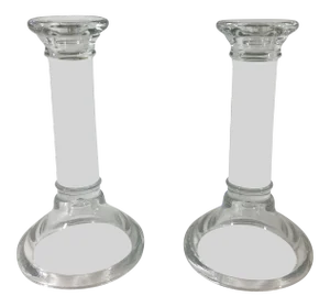 Glass Column Candlesticks - a Pair