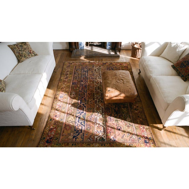 Beautifully Rustic Tribal Geometric Antique Persian Malayer Rug For Sale - Image 9 of 9