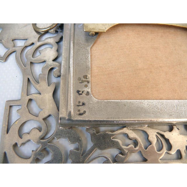 Antique Biedermeier Nickel-Plated Picture Frames, Set of 2 For Sale - Image 13 of 18