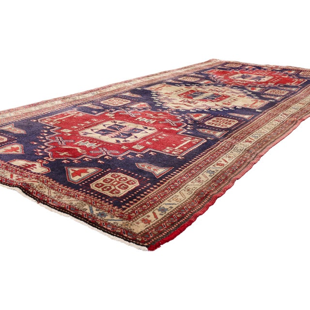 79571 Vintage Persian Ardabil Rug Runner, 04'07 x 10'06. The Highland Sovereign: A Vintage Persian Ardabil Masterpiece of...