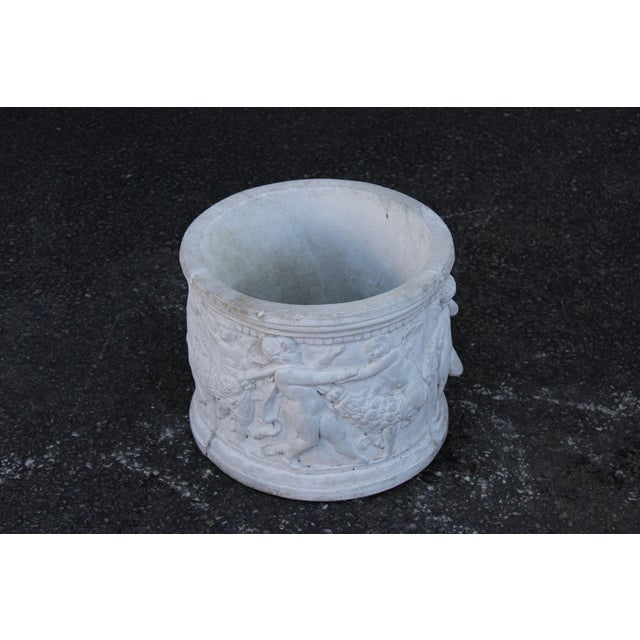 Classical Style Cherub Relief Cast Stone Garden Planter For Sale - Image 11 of 16
