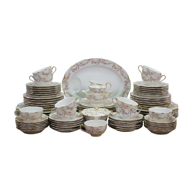 French Mid 20th Century Theodore Haviland American New York Vareene Rose China Dinnerware Set - 77 Pcs For Sale - Image 3 of 18