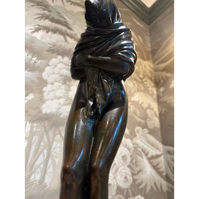 19th Century Patinated Bronze Figure of a Young Woman by Houdon For Sale - Image 11 of 12