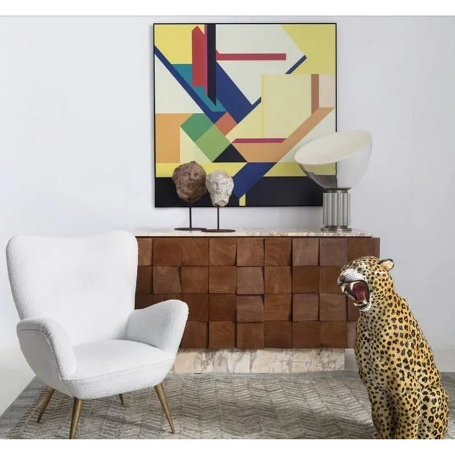 Mid-Century Italian Modern Style Siena Marble & Solid Birchwood Sideboard For Sale - Image 16 of 18