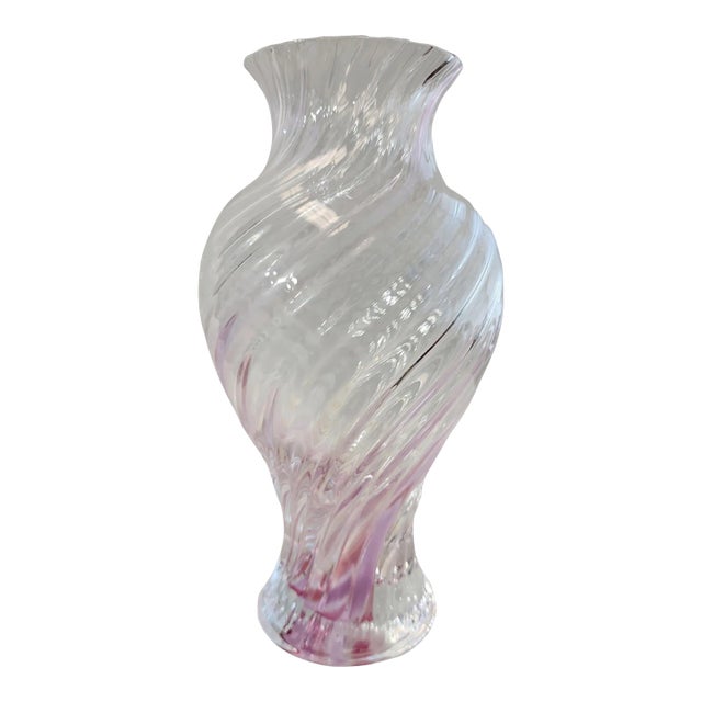 1980s Caithness Glass Scotland Colin Terris Design Flamenco Dawn Swirl Vase For Sale