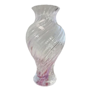 1980s Caithness Glass Scotland Colin Terris Design Flamenco Dawn Swirl Vase