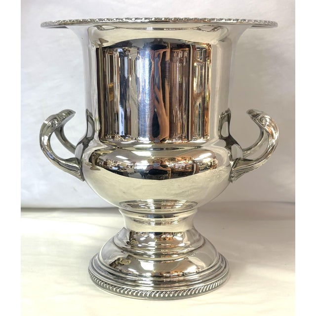 Vintage Silverplate Trophy Cup Shape Champagne Bucket For Sale - Image 4 of 17