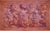 Decorative French tapestry with a romantic landscape scene, executed in soft, muted colors. The composition consists of...