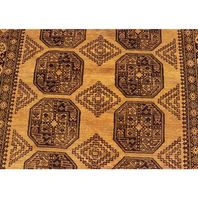 Textile Hand-Knotted Ersari Rug in Wool With Gul Design in Marigold and Brown 5'2 X 7'8 For Sale - Image 7 of 12