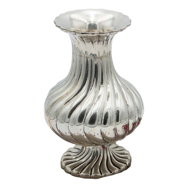 Spiral Gummed Silver Jug with Scalloped Rim For Sale