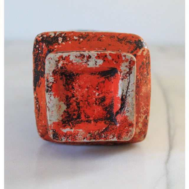 Orange Vintage Japanese Sumida Gawa Figural Pottery Vase For Sale - Image 8 of 8