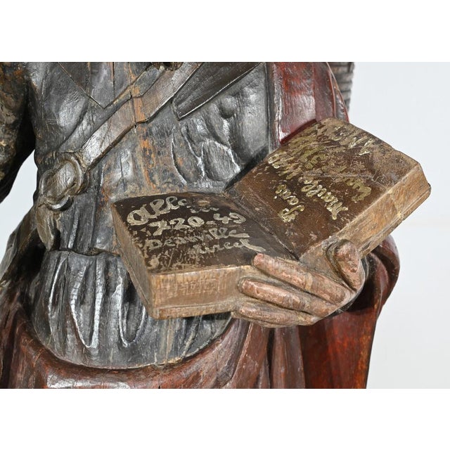 Saint James, 18th Century, Large Polychrome Oak Carving For Sale - Image 16 of 18