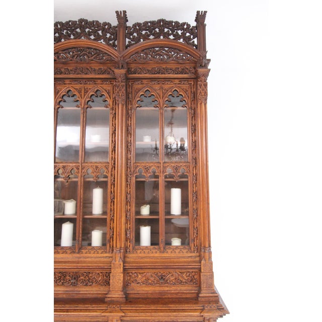 Large Gothic Revival German Carved Oak Cabinet, 1883 For Sale - Image 13 of 18