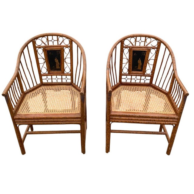 Brighton Pavilion Faux Bamboo Chairs, Set of 2 For Sale - Image 11 of 14