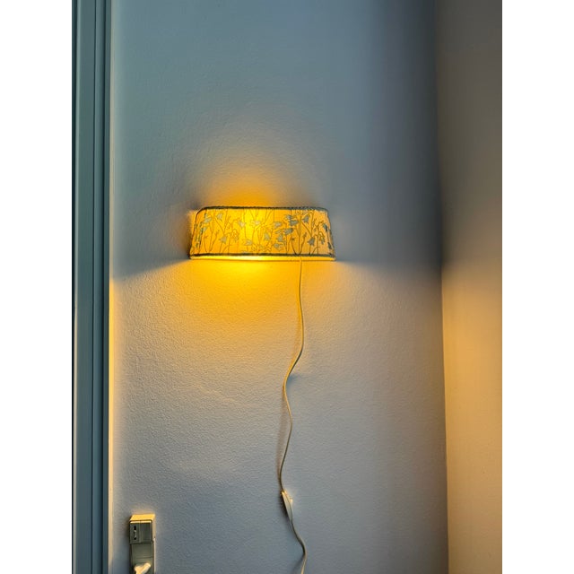 Metal Swedish Handmade Textile Wall Lamp in the style of William Morris Style, 1960s For Sale - Image 7 of 11
