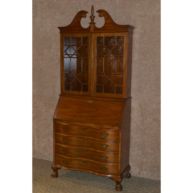 Vintage Jasper Traditional Style Mahogany Secretary Desk W Bubble