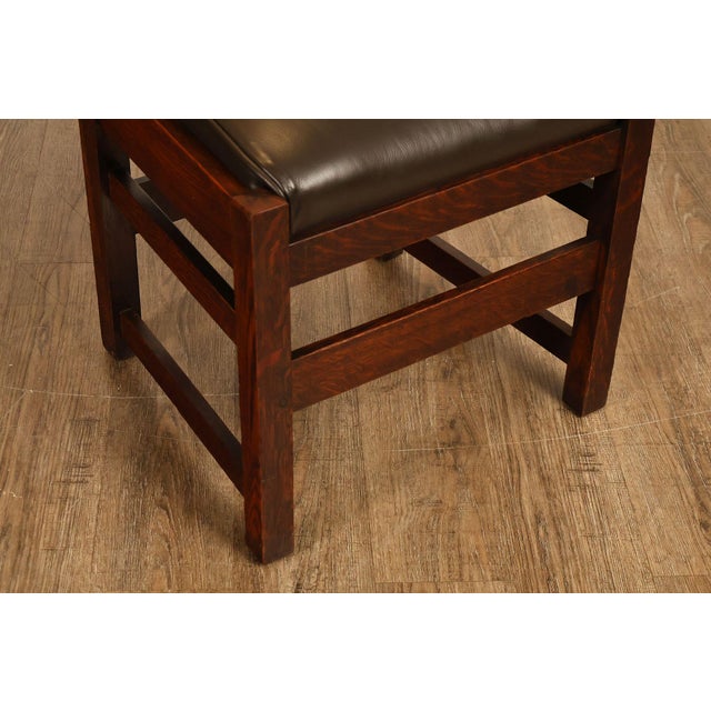 L&JG Stickley Antique Set Of Six U-Back Oak Dining Chairs Model #820 For Sale In Philadelphia - Image 6 of 18