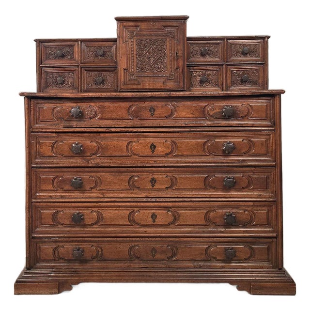 Italian Walnut Baroque Chest, Circa 1780 For Sale