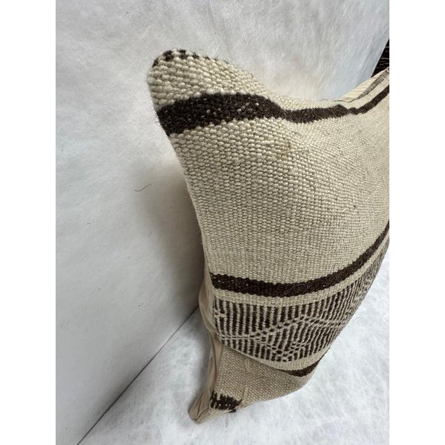Turkish Hemp Pillow Cushion Natural Beige Brown Pillow Cushion Cover 16" x 24" For Sale - Image 4 of 4