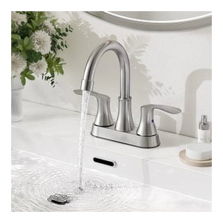 Brushed Nickel Bathroom Sink Faucet 3Hole 4in Centerset Vanity Mixer With Drain For Sale