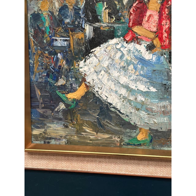 Dancing Couple in Lively Setting, 1950s, Oil on Canvas, Framed For Sale - Image 13 of 18