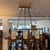 Brown Mid 20th Century Danish Modern Teak & Brass 6-Light Chandelier With Textured Glass Shades For Sale - Image 8 of 12