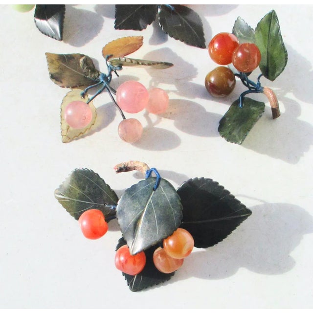 Stone Vintage Chinese Hardstone Carved Cherries- Set of 5 For Sale - Image 7 of 9