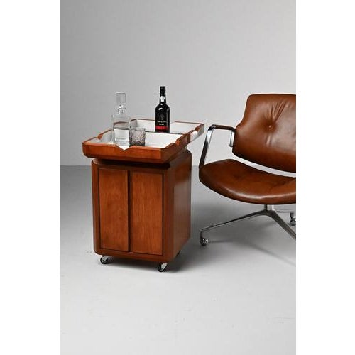 Teak Fliptop Bar Cart For Sale - Image 6 of 14