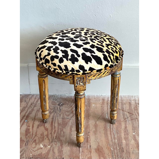 Wood Vintage Regency Gilt Braid Stool For Sale - Image 7 of 9