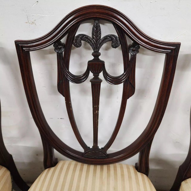 1980s Kindel Dining Chairs Shield Back Model 76-082 For Sale - Image 5 of 12