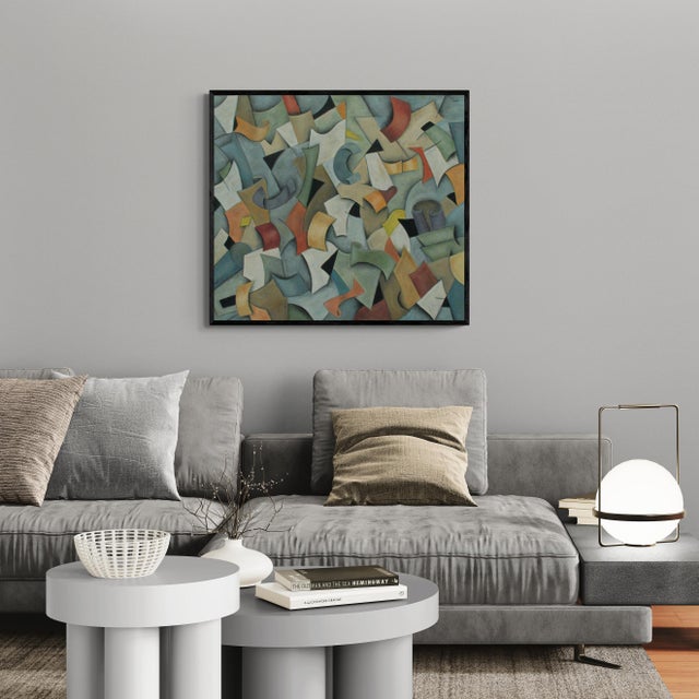 Blue "Motion"/Geometric Oil Painting/ by Trish Toro For Sale - Image 8 of 12