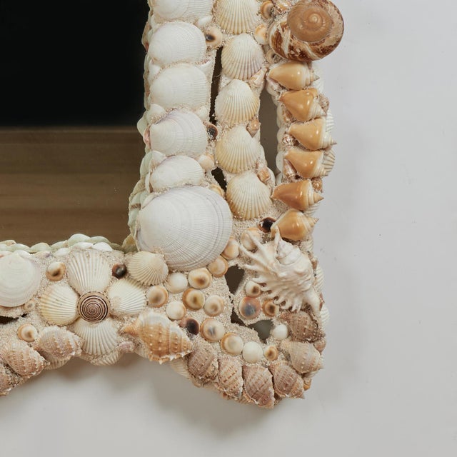 Glass Large Shell Encrusted Grotto Style Wall Mirror For Sale - Image 7 of 8